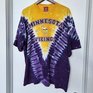 Minnesota Vikings NFL Tie Dye T-Shirt Liquid Blue‎ Style Single Stitch Shirt